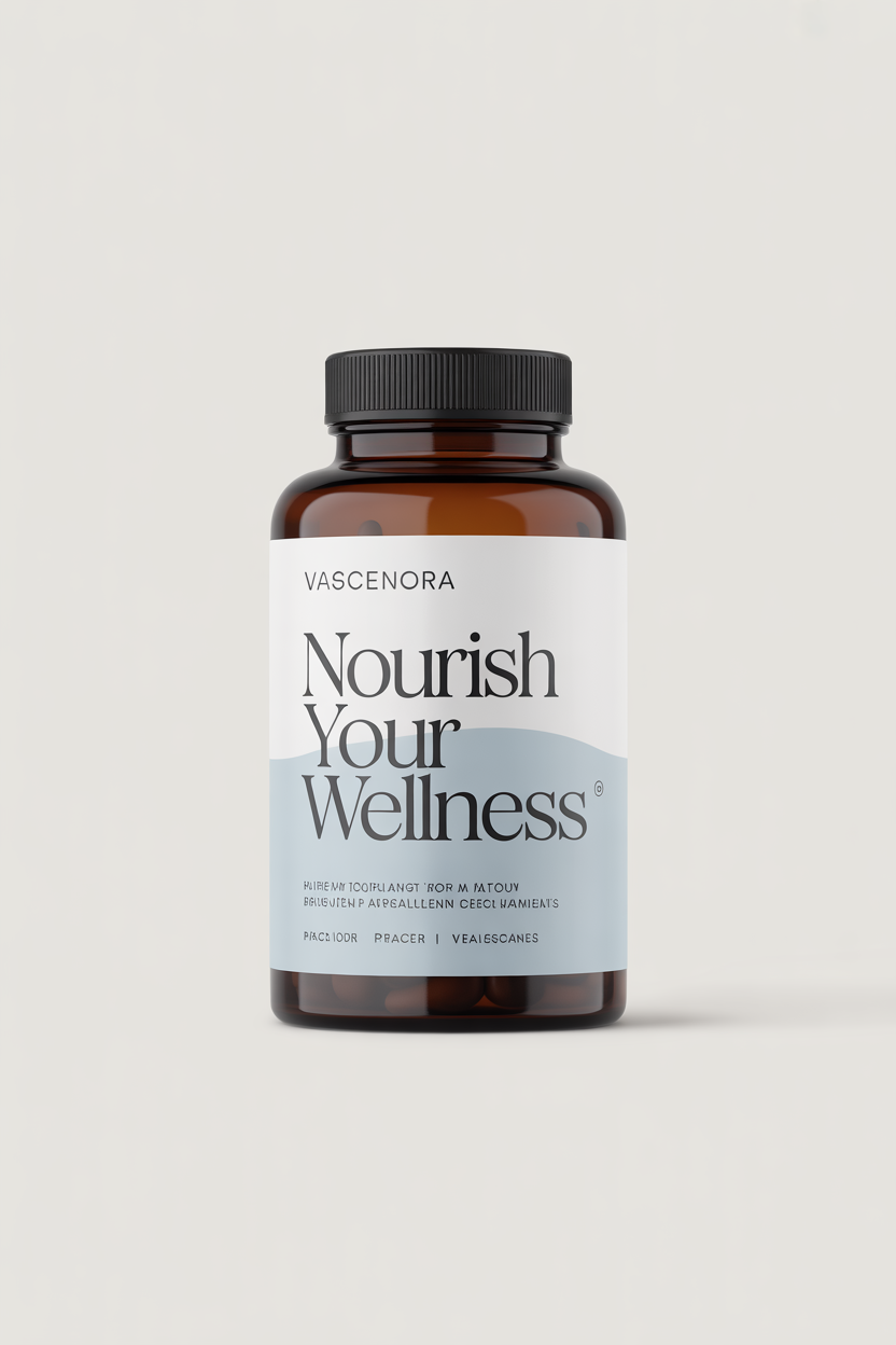 Vascenora dietary supplement bottle packaging with label